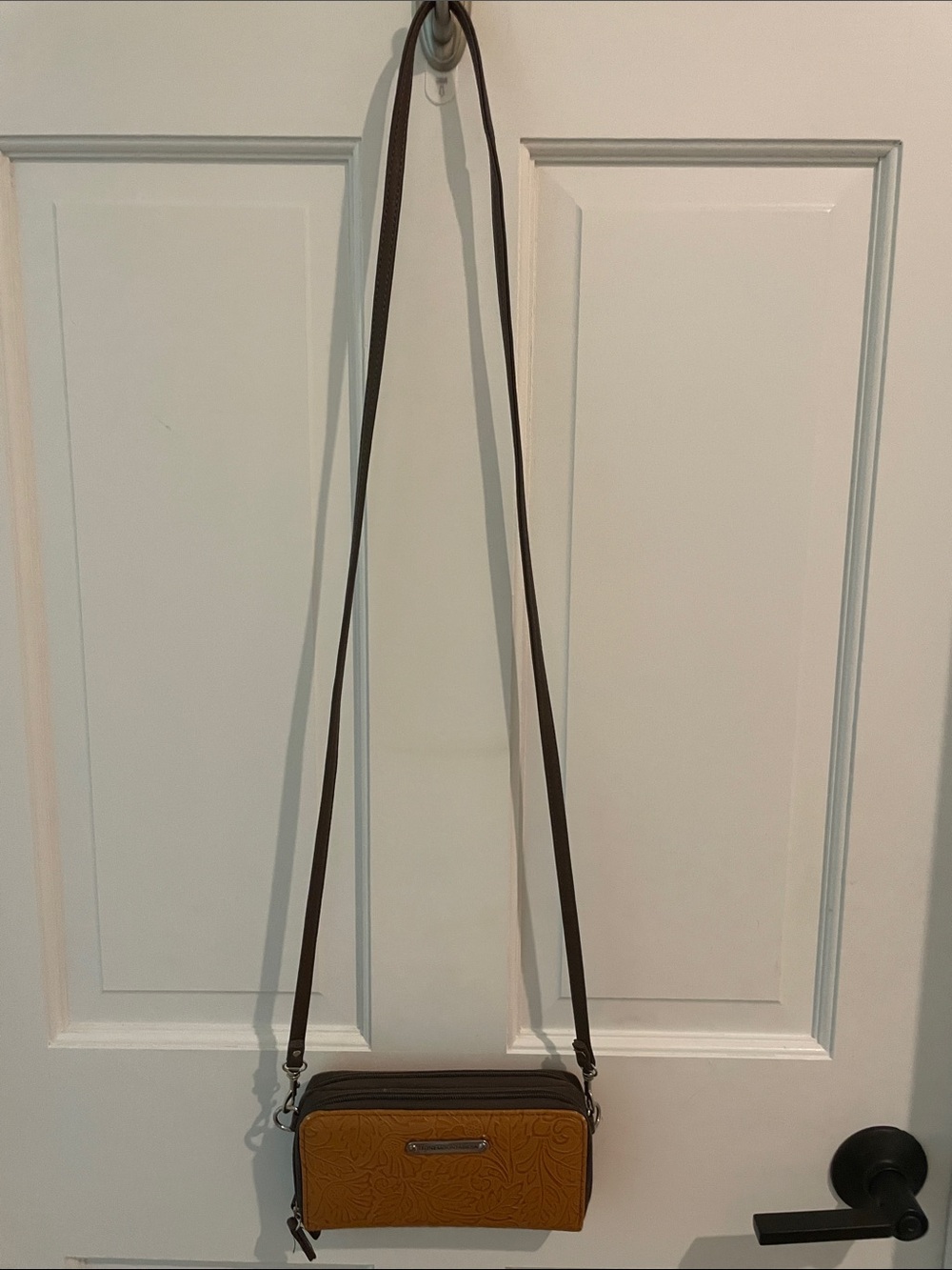 Stone Mountain Accessories Brown Floral-Embossed Crossbody Bag